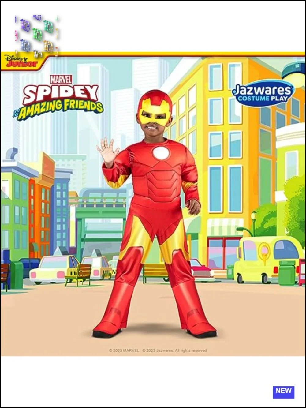 Marvel Iron Man Toddler Deluxe Costume 3T-4T Padded Jumpsuit with Mask Halloween